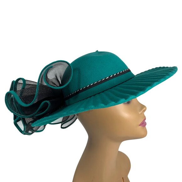 VTG Doeskin Felt Bollman Statement Derby Church Wedding Hat Large Netted Bow - Picture 4 of 7